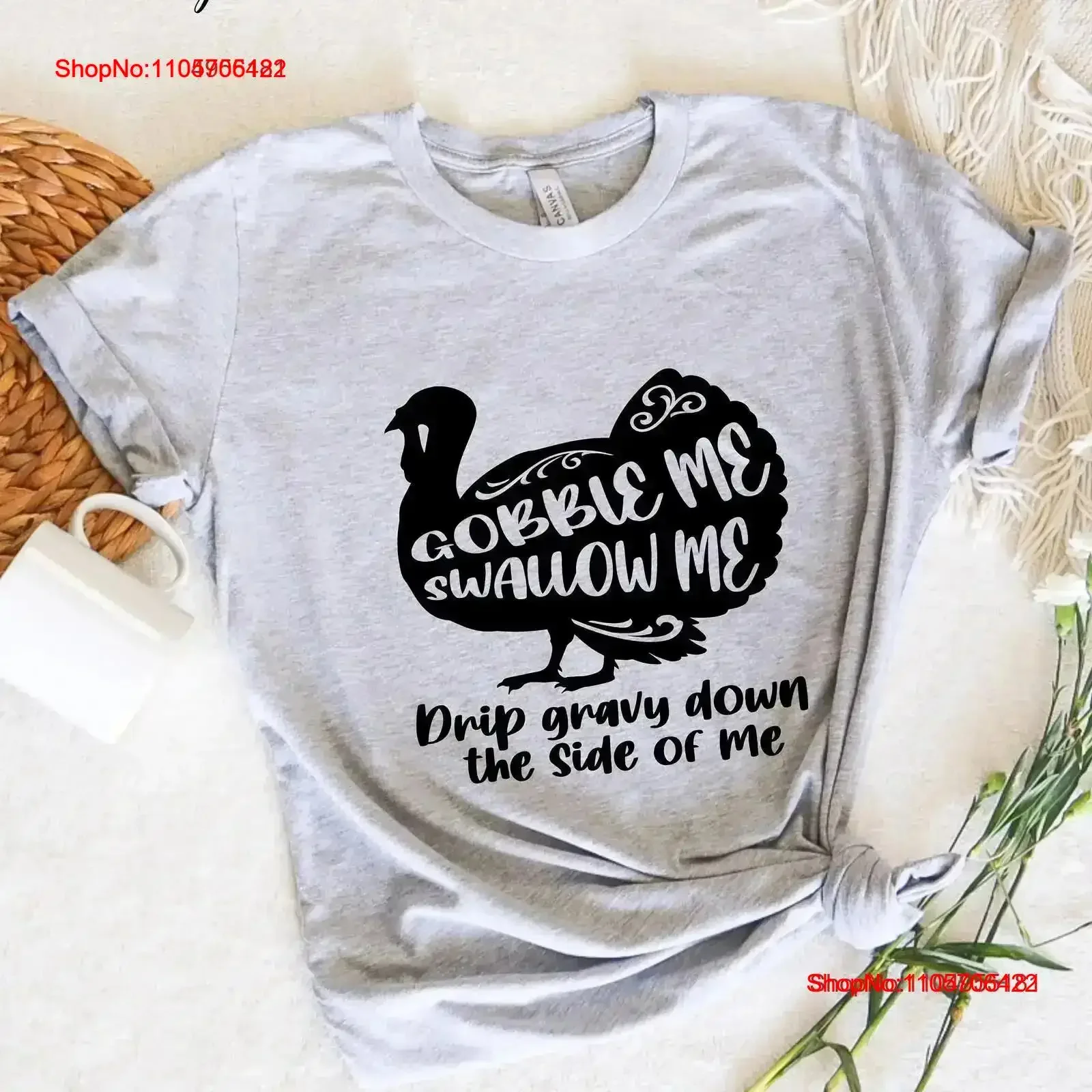 Gobble Me Swallow T Shirt Thanksgiving Dinner Turkey Fall Funny vintage Washed Casual streetwear Breathable Versatile fashion