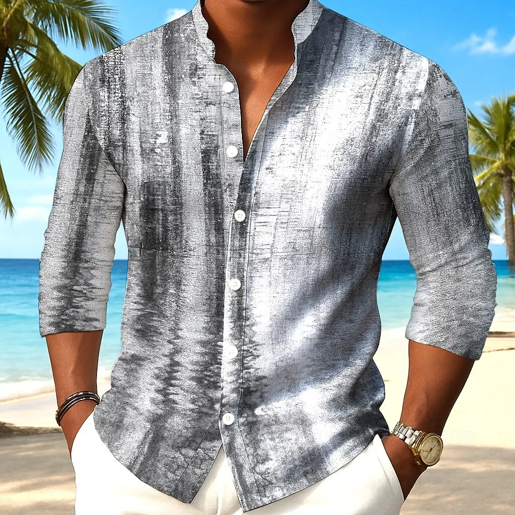 

Fashion Men's Geometric Gradient Color Abstract Art Shirt Button Up Shirt Long Sleeve Casual Outdoor Vacation Daily Spring Fall