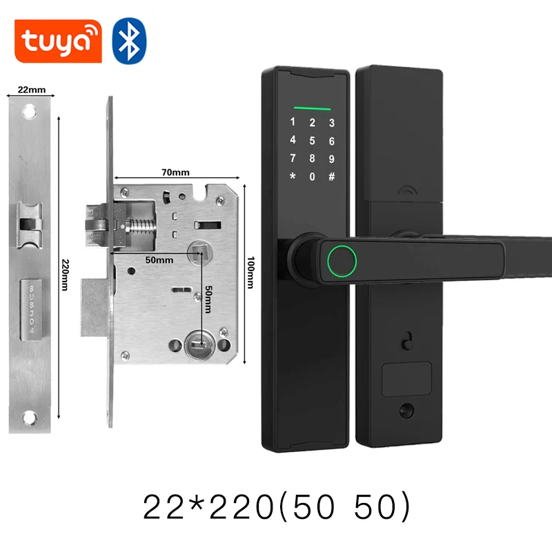 Nieuw slim deurslot met Bluetooth-compatibel Tuya APP Digitaal elektronisch slot Smart Home Houten deurslot Biometrische vingerafdruk