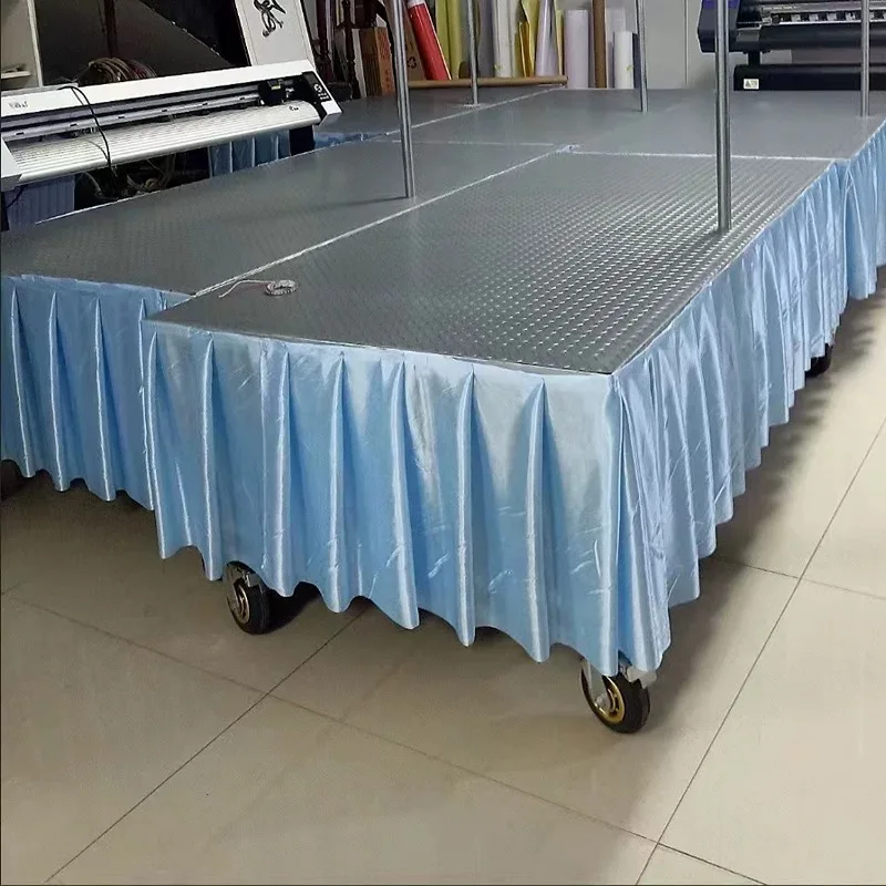 Pleated Ice Silk Banquet Table Skirt Wedding Backdrop for Tablecloth Table Skirts Event Party Stage Table Skirting Decoration