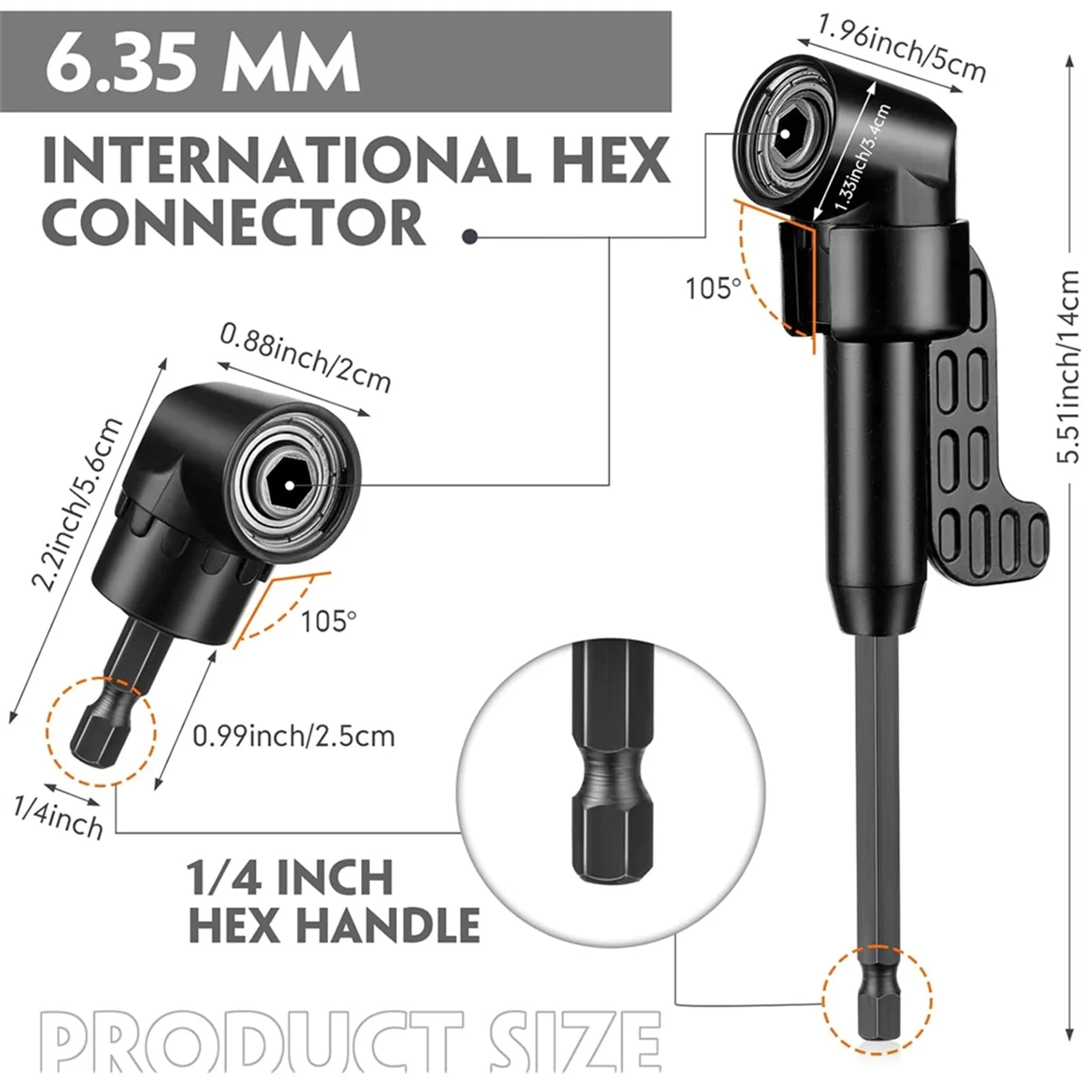

AA98 14 Pcs Flexible Drill Bit Extension Set 1/4 Inch Hex Bendable Drill Bit Extension 105 Right Angle Drill 90 Right Angle
