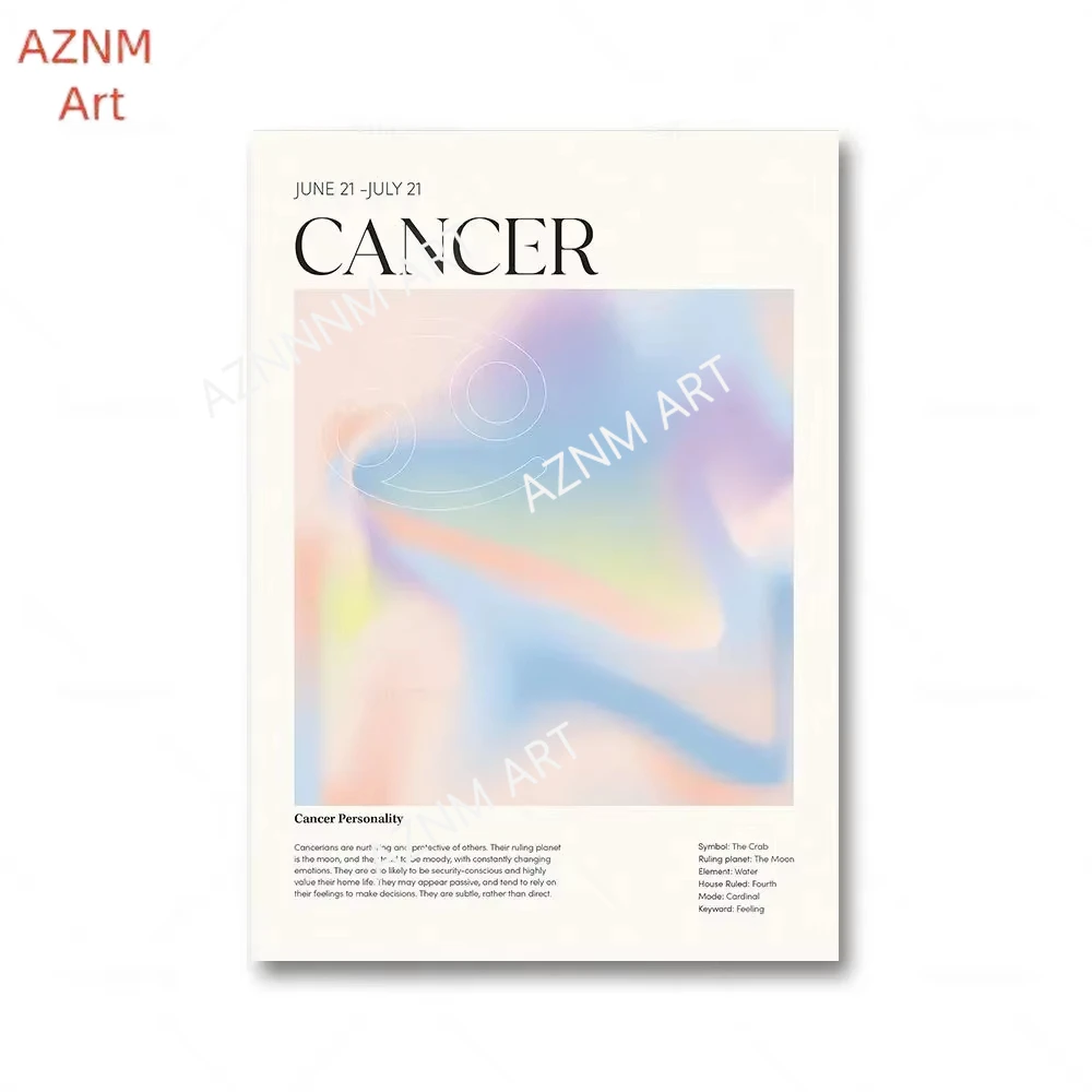 Sagittarius Constellation WallArt Canvas Painting Astrology Gradient Aura Zodiac Poster Horoscope Pictures LivingRoom Home Decor
