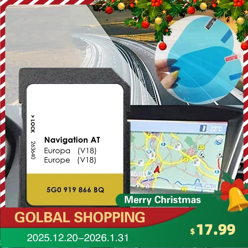 für VW Discover Media MIB1 Navigation AT Map UK GB Europa Irland Sat Nav SD-Karte V18 mit Antibeschlag-Rückaview-Aufklebern