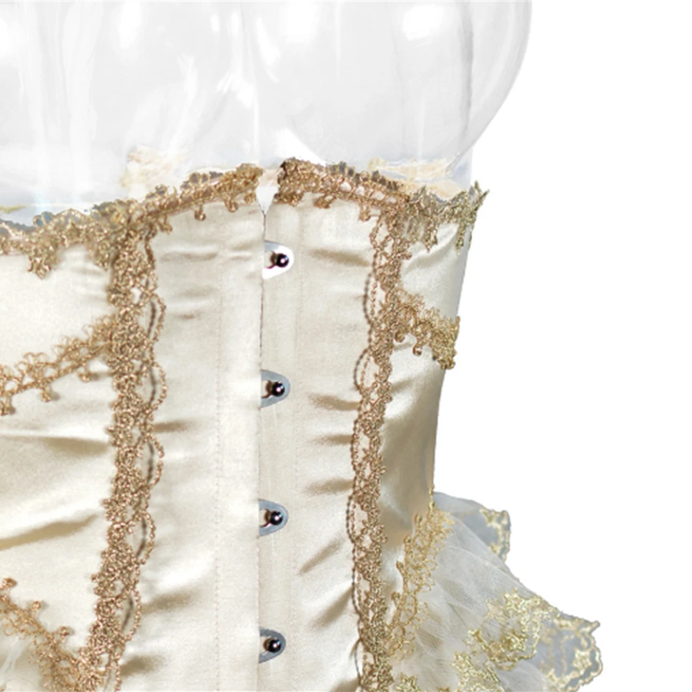 

Women court style Corset Underbust Luxury Lace Bustier Vintage Bodice Lace Up Boned Waist Trainer Stage Costume Gold Tight Tops