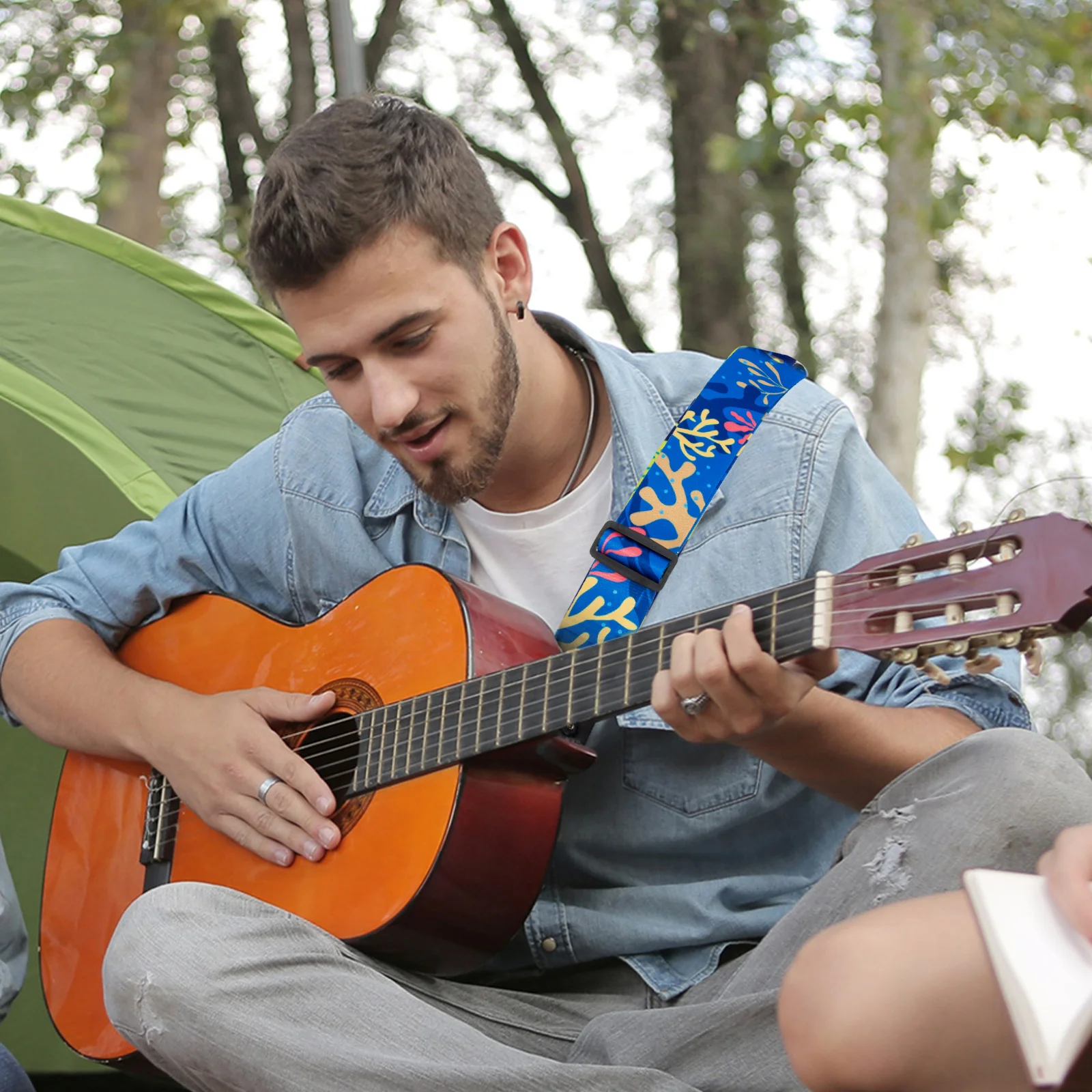 

Acoustic Guitar Strap Shoulder Belt Decorative Ukulele No Punching Replacement Cloth Instrument Accessories Student Electric