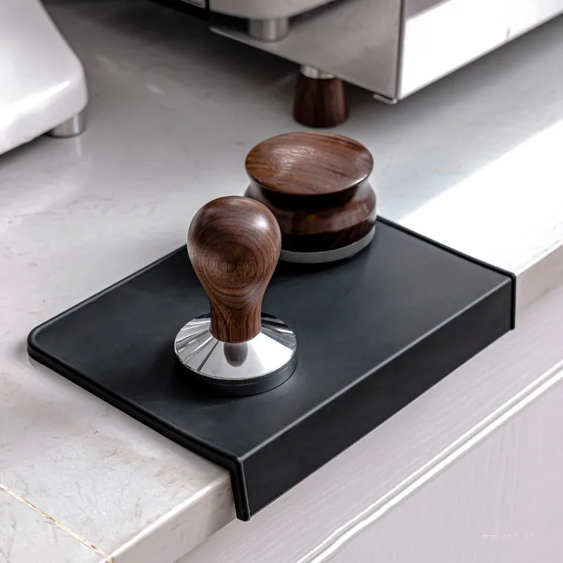 Professionelle Verdicken Silikon Espresso Kaffee Matte Anti-skid Ecke Kaffee Tampers Matte Schwarz Presse Pulver Pad Barista Zubehör