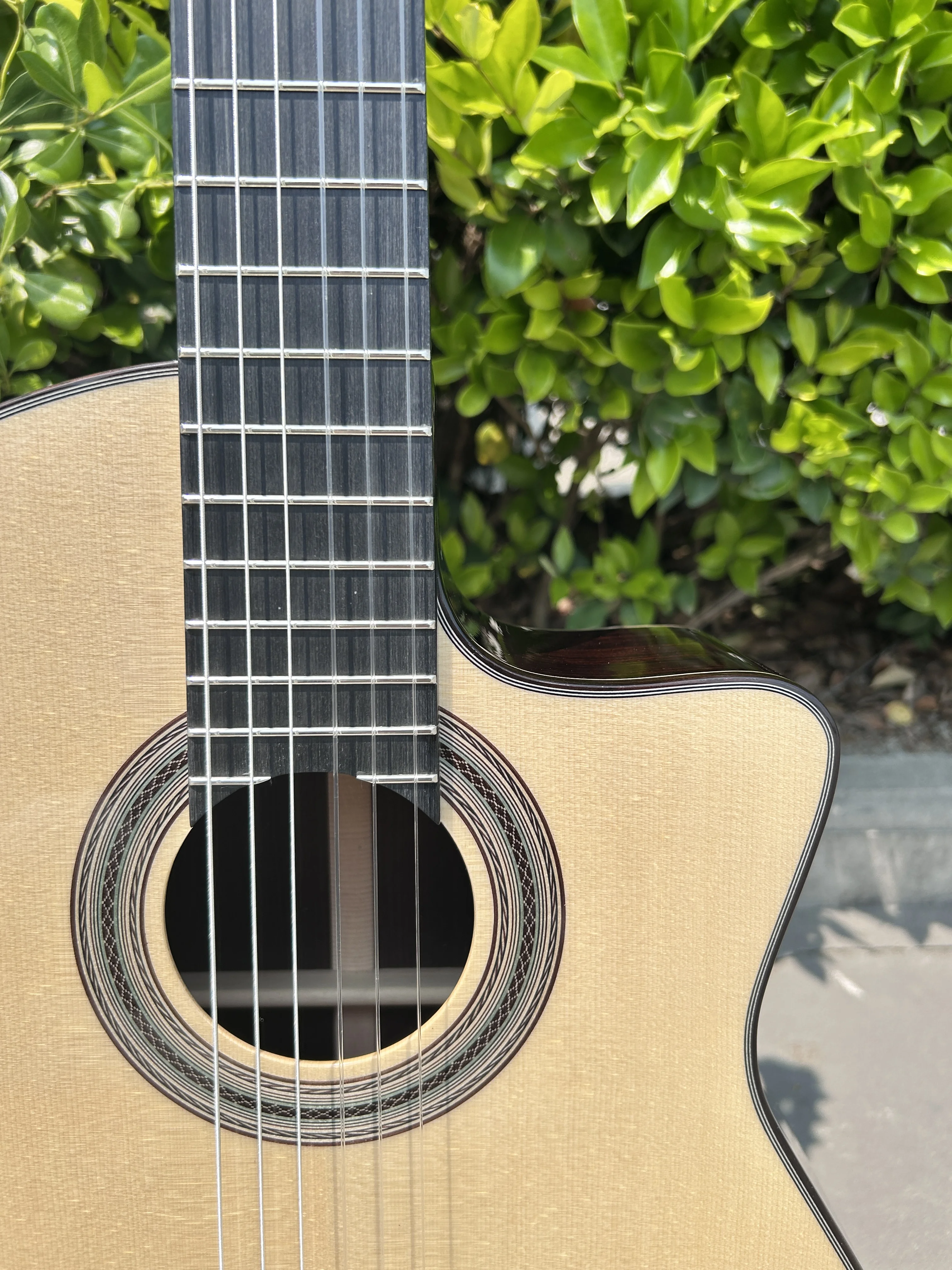 All Solid Cutaway Electric Classical Guitar Handcrafted Luthier Grade Nylon String Guitar With Fishman Pickup