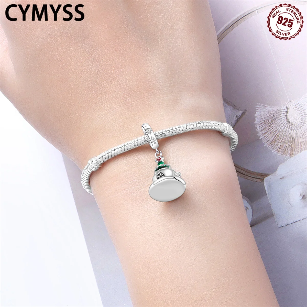 

CYMYSS 925 Sterling Silver Christmas Coffee Beaded pendant, Simple And Elegant style, DIY accessories, Luxury Jewelry Gifts