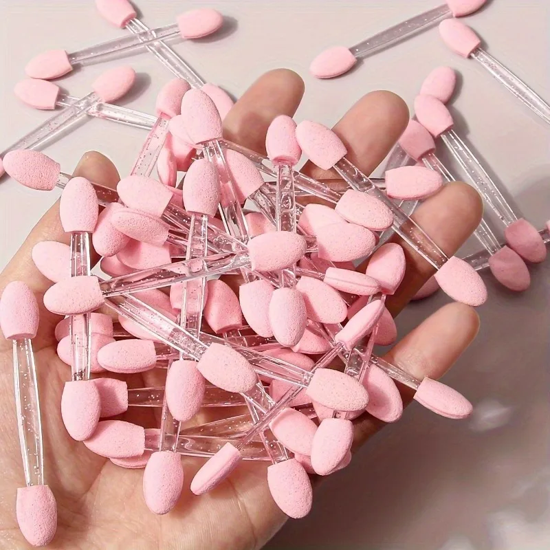 50 個の目使い捨てアイシャドウスティックダブルヘッド両面アイメイクアップアプリケーターショートスポンジアイシャドウアプリケーター