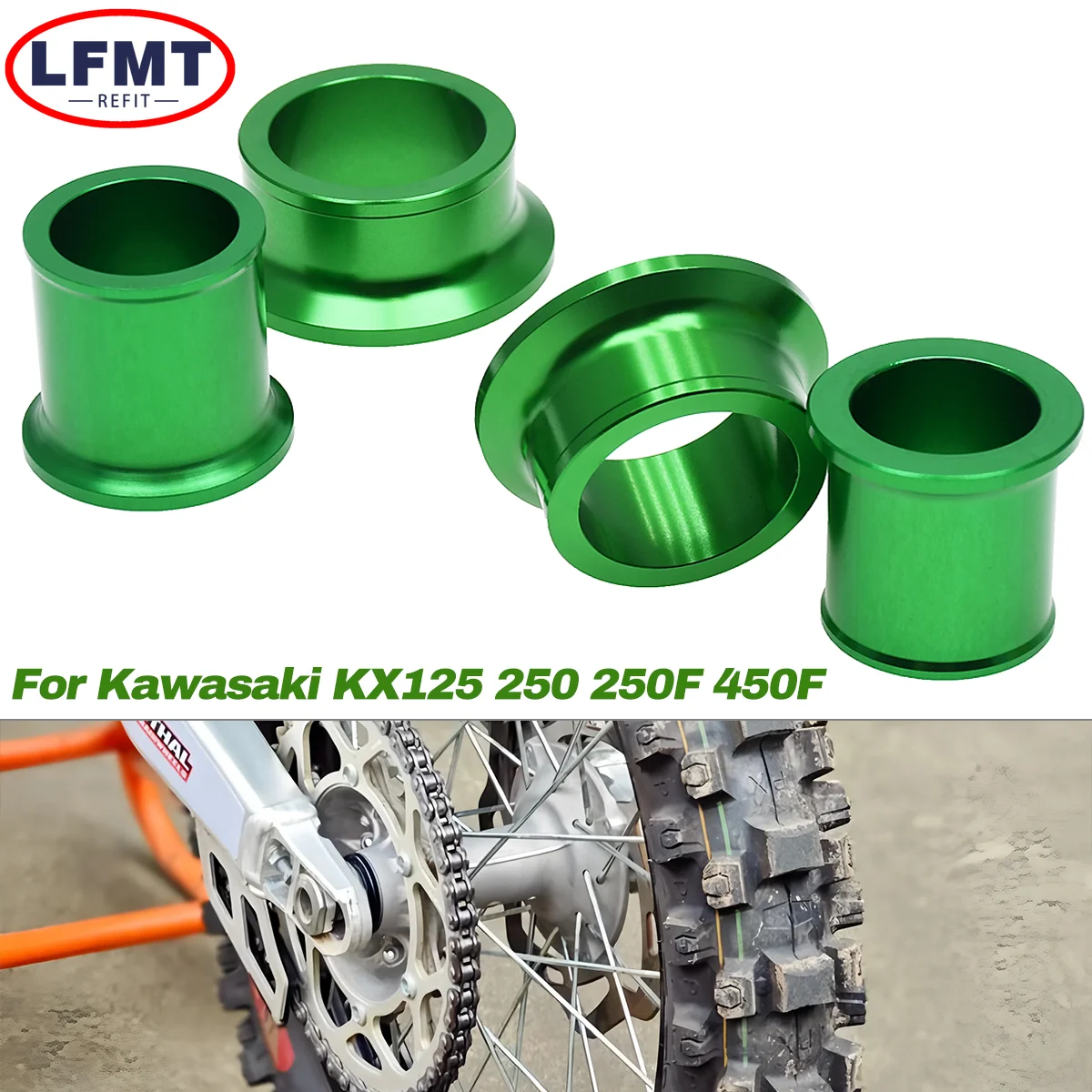 

For Kawasaki KX125 KX250 KX250F KX450F KLX450R KX KLX 125 250 250F 450F Motorcycle CNC Aluminum Front Rear Wheel Axle Hub Spacer