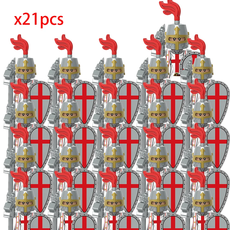 

Medieval Military Figures Building Blocks Spartan Warrior Crusader Parts Pastor Knights Weapon Roman Sword Accessories Kids Toy