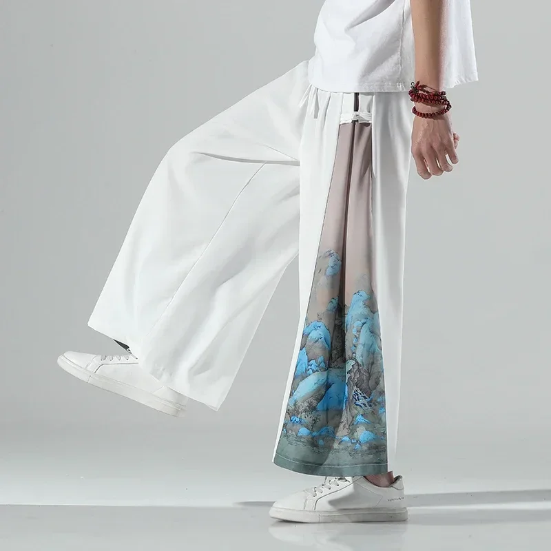 New Japanese Fashion Men's and Women's Trousers Large Size Loose Men's Sports Pants Color Matching Large Baggy Pants