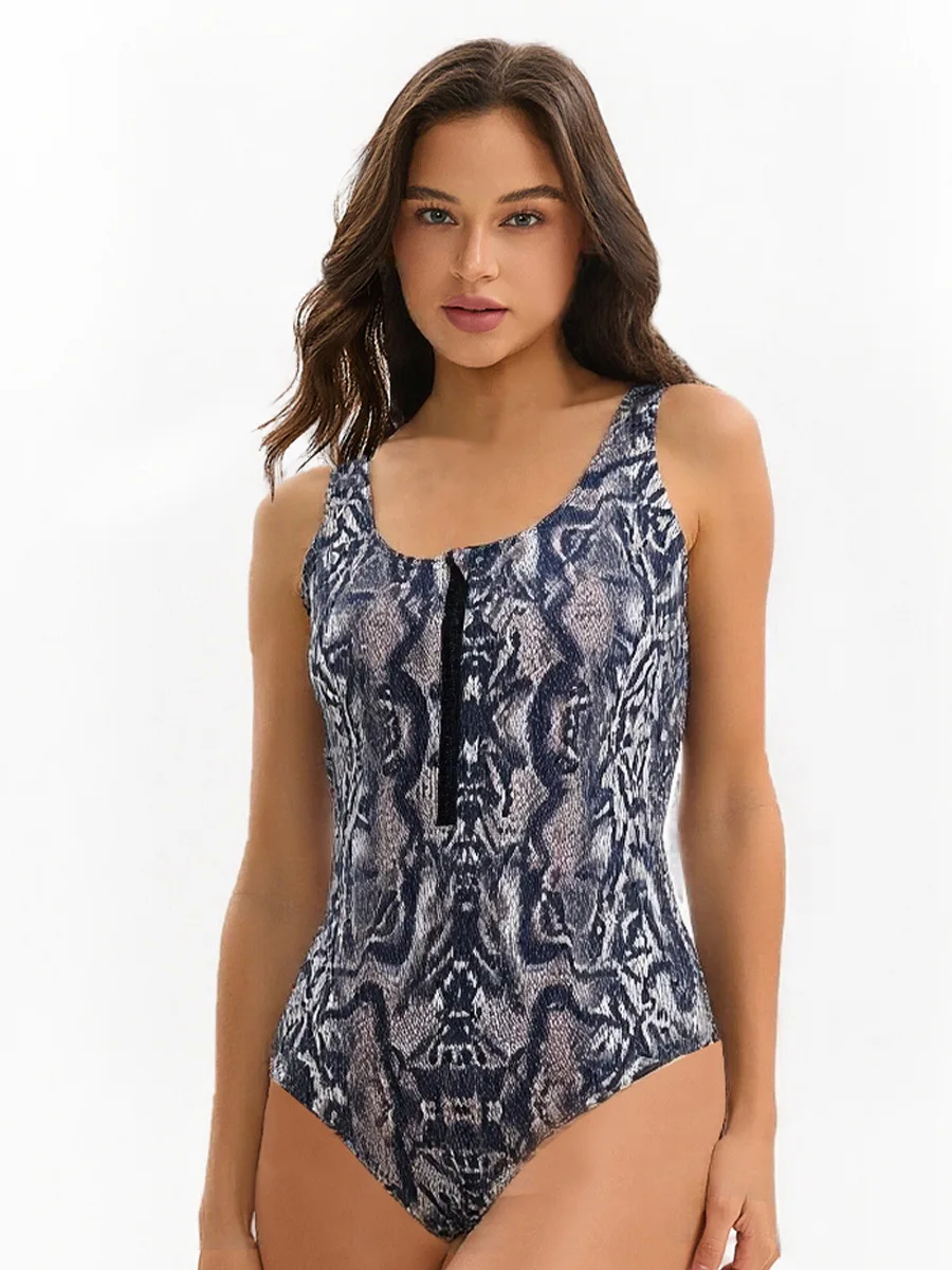 Wild Sexy One Piece Snake Print with Deep Back Statement Monokini Summer Tank Vest Croset Bodysuit Women's Swimsuit Holiday 2026