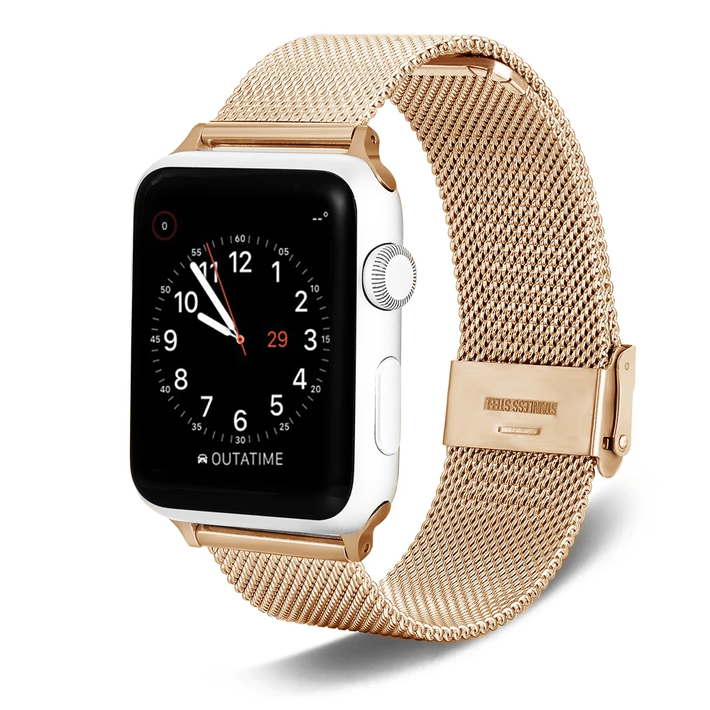 

Niceese Stainless Steel Band For Apple Watch 7/6/SE/5/4/3/2/1 Strap 38/4240/44.41/45MM Bracelet Metal Strap Black Band Series