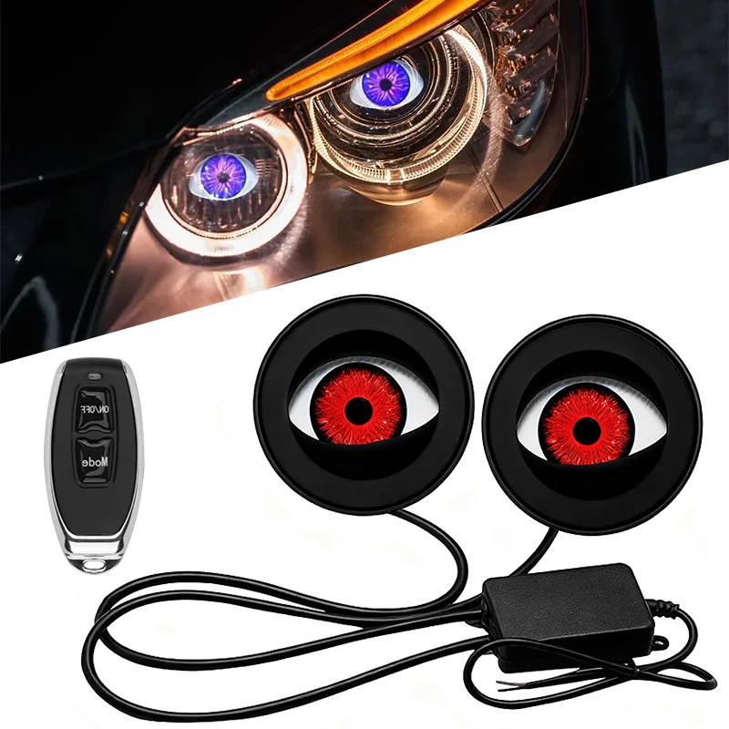 

12V Dynamic LED Car Headlights Devil Eye LED Car Light Headlight Assembly Modified Eagle Eye Light Car Motorbike Retrofit Kits