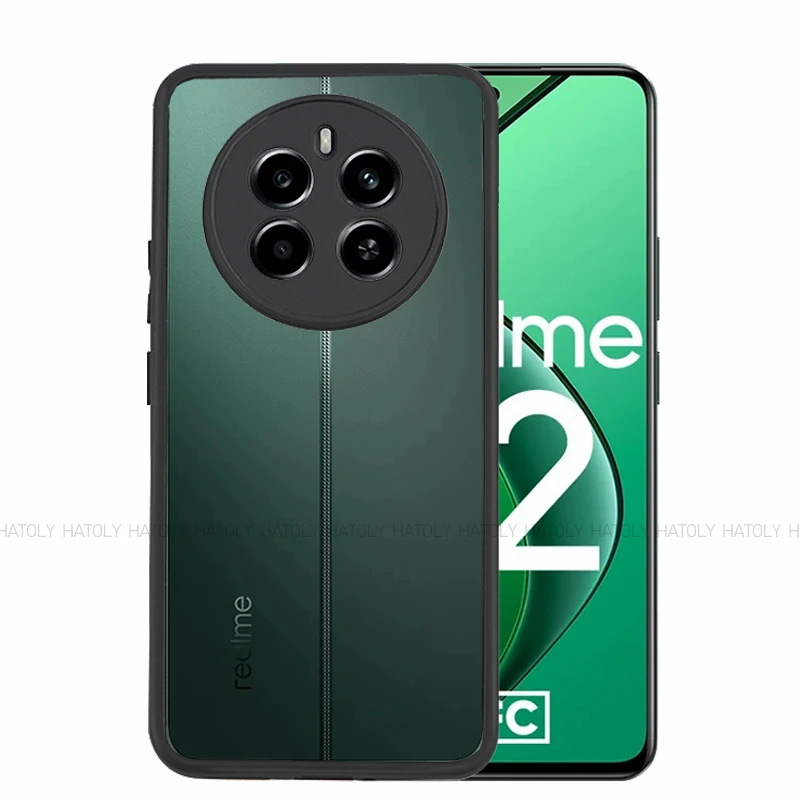 For Realme 12 4G Case For Realme 12 4G Cover Cases Luxury Clear PC + TPU Shockproof Protective Phone Back Cover For Realme 12 4G