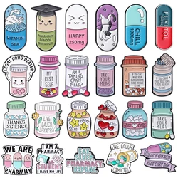 Happy Capsule Pill Enamel Pins We Are Pharmily Vitamin Sea Pharmacy School Survivor Pharmacist Badge Jewelry Gifts For Doctors