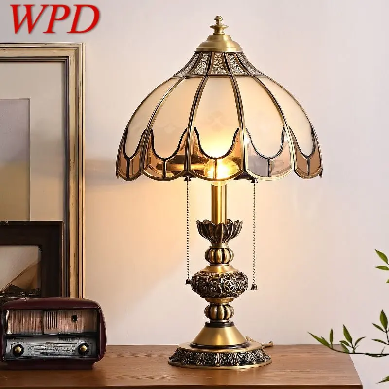 

WPD European Brass Table Lamp LED Modern Creative Luxury Copper Bedside Desk Light for Home Living Room Bedroom Decor