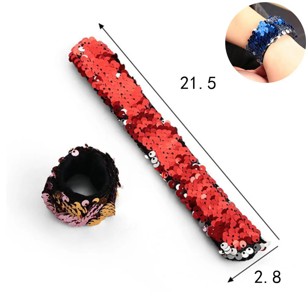 

Double Colors Sequin Slap Bracelet Rose Red Silver Party Wrist Strap Comfortable Kids Party Favors Wrist Strap