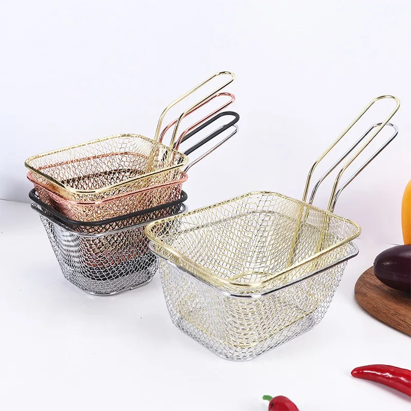 Stainless Steel Chips Deep Fry Baskets Food Presentation Strainer Potato Cooking Tool Chef Basket Colander kitchen accessories