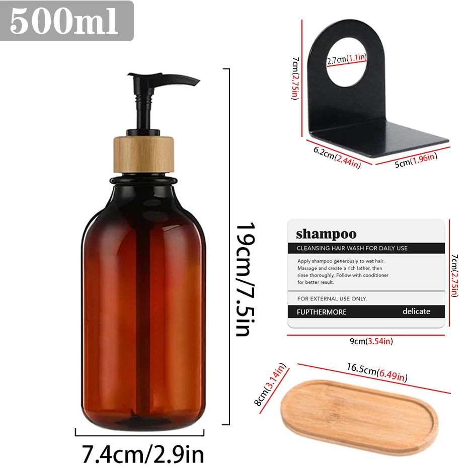 500ml Soap Bottle Bathroom Soap Dispenser Shampoo Shower Gel Storage Bottle Push Type Refillable Empty Bottle