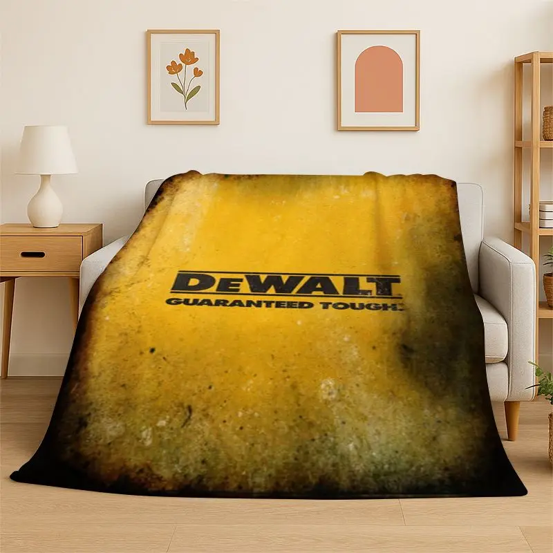 Retro D-DEWALT Electric Tools Logo Soft Flannel Throw Blanket,Warm Cozy Blanket for Bed,Couch,Sofa,Bedroom,Living Room,Camping