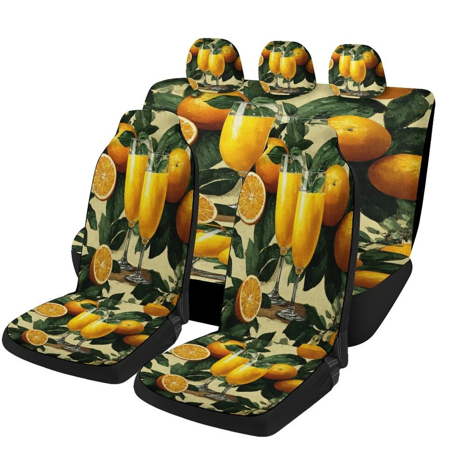 

Orange Juice Glasses Themed Car Seat Cover Set For Most Cars, Trendy Novelty Car Seat Protector Covers Full Set, Universal Car S