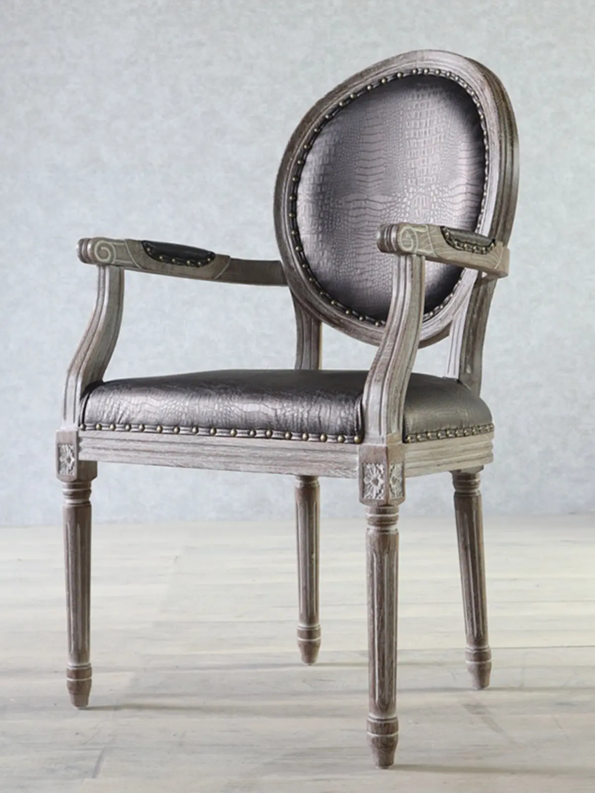 Solid wood with armchair dining chair, pearlescent crocodile leather, guest room chair computer chair book desk chair