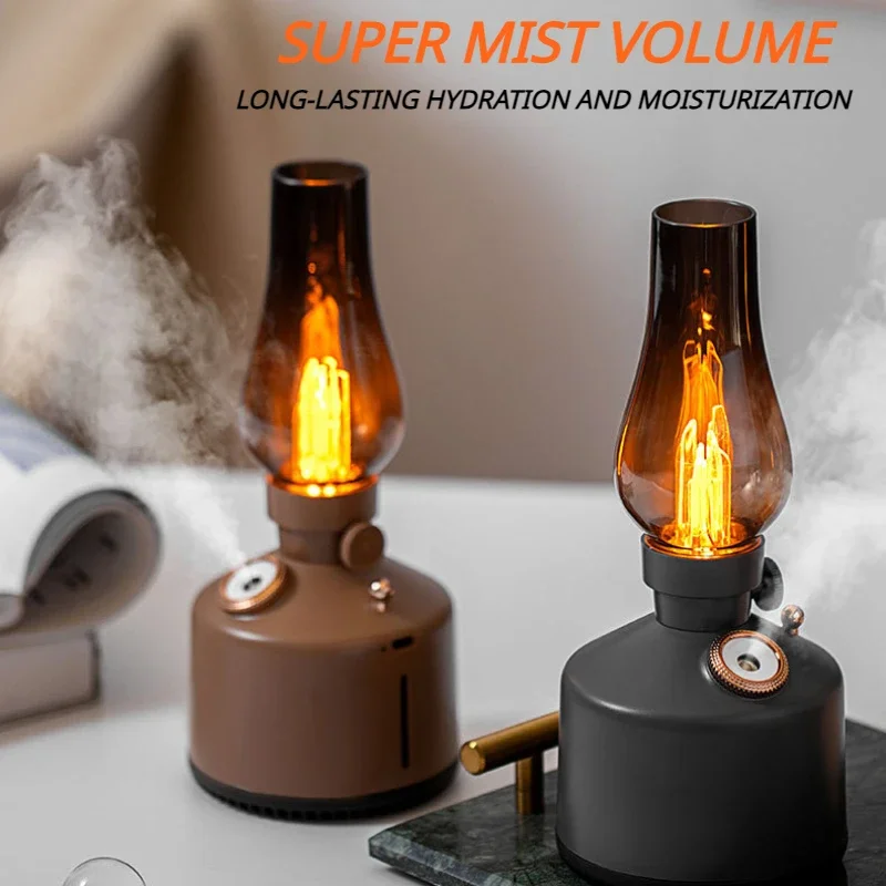 Retro Kerosene Lamp Humidifier 260ml Large Capacity Ultrasonic Mute Cool Mist Diffuser Essential Oil Air Humidifier for Home