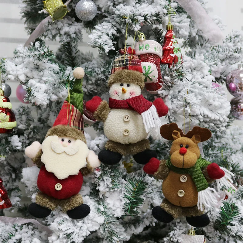 

Christmas Dolls Tree Decor Ornament Reindeer Plush Snowman Accessory Craft Santa Claus Standing Doll Decoration Merry Christma