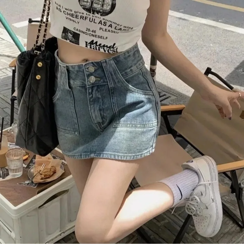 Women's Skirt Denim A Line Mini Short Jean Skirt High Waist Slim Fit With Built In Lining Summer Vintage