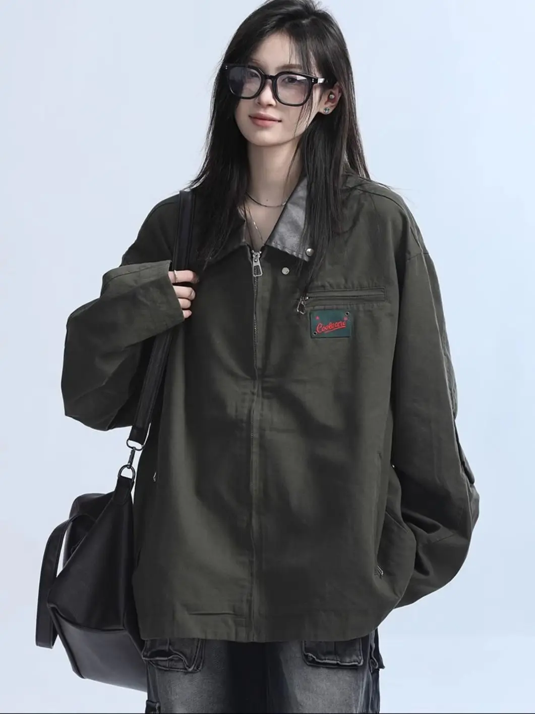 

Женские куртки-бомберы большого размера, пальто, женское пальто в гоночную полоску, темно-синий, крутой стиль, молодежный передний карман на пуговицах, осенняя мода, простой чистый