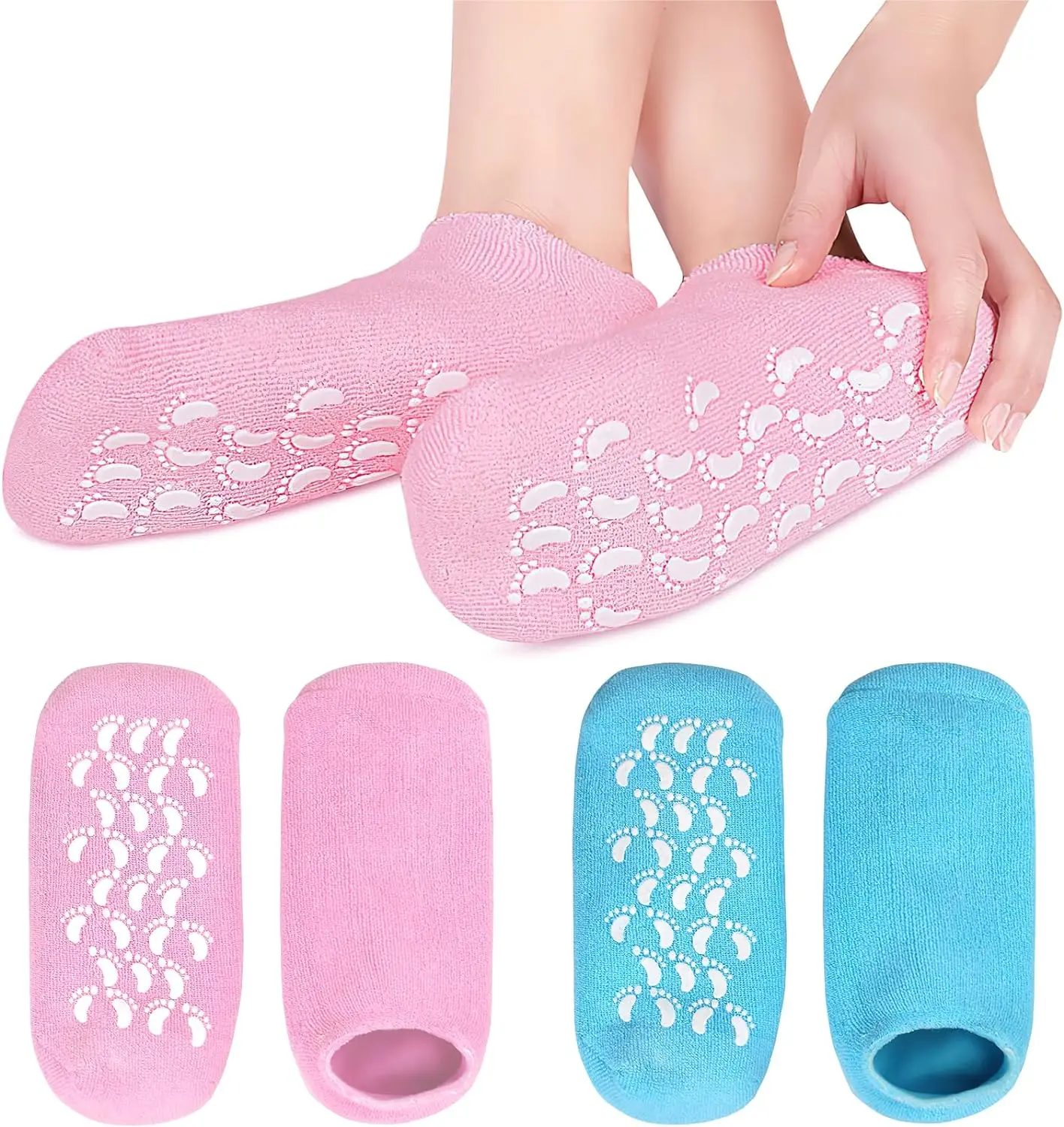 2pc Foot Care Spa Moisturizing Gel Socks Exfoliating Dry Cracked Soft Skin Sock Pedicure Hard Heel skin Protector Repairing