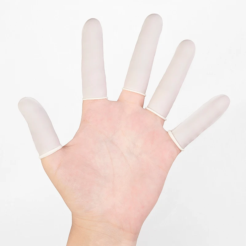 100 Pcs Disposable Fingertips Protector Gloves Rubber Non-slip Finger Cover Cots Work Gloves With white/yellow/orange