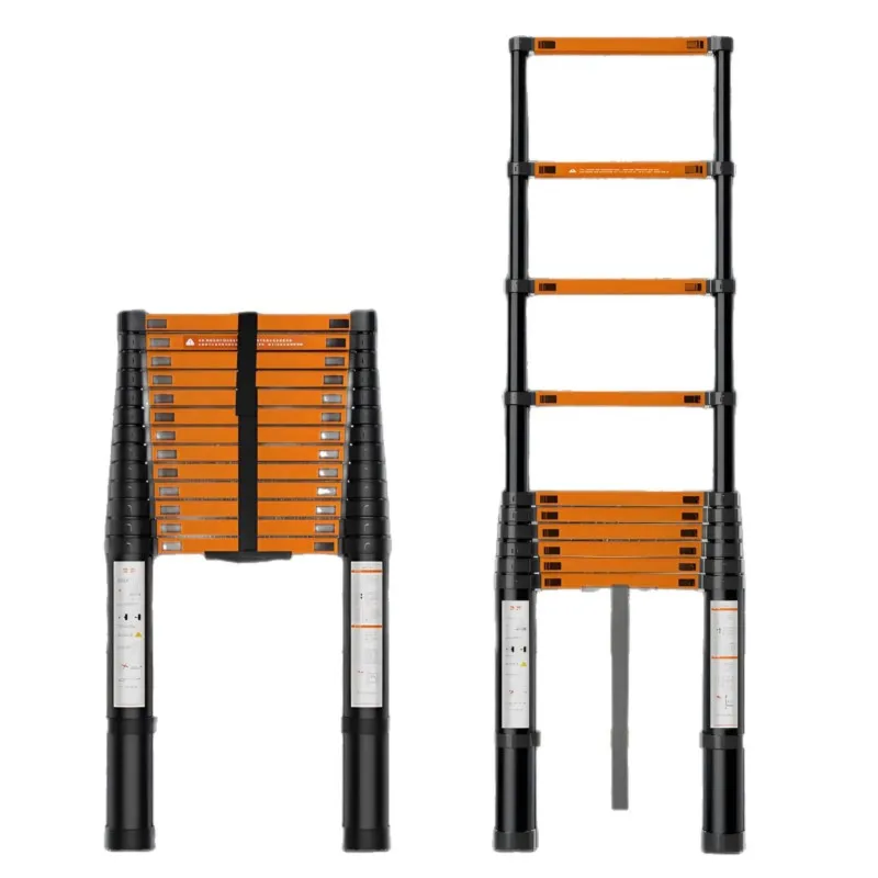 Telescopic Ladder Thickened Carbon Steel, Portable Straight Extension Ladder for Home & Industrial, Foldable A-Frame Step Ladder