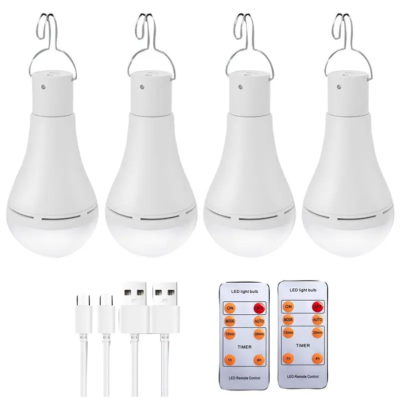 ABHI-USB Rechargeable Light Bulb, Battery Backup Emergency Light Bulb For Home Power Outage, Hanging LED Light Bulb,4 PCS Durabl