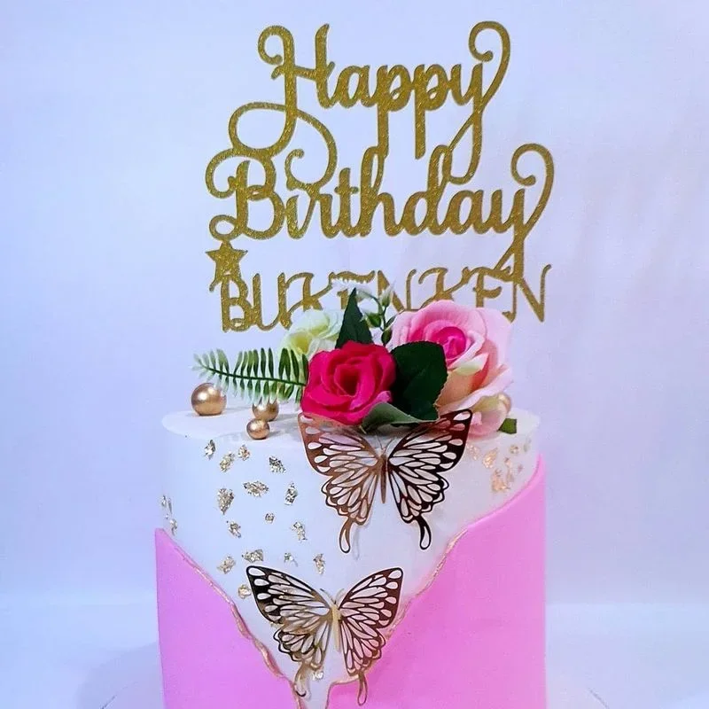 女の子のためのゴールドバタフライケーキ装飾トッパー、装飾蝶、誕生日パーティー用品、12個