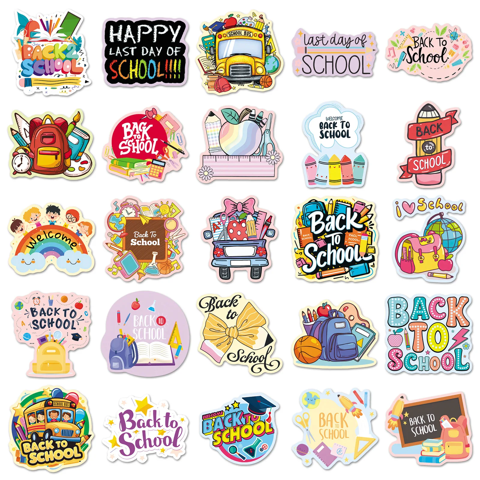 10/50PCS Back-to-School Season Graffiti Stickers Decoration Notebook Phone Guitar Skateboard Fridge Scraphbook Classic Kid Toys