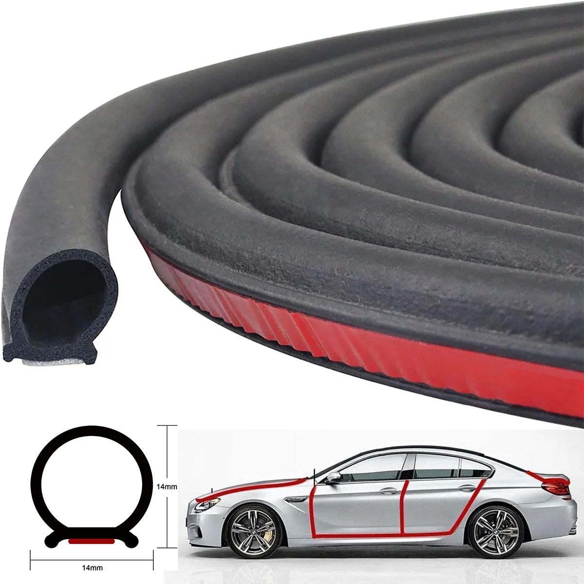 10m Rubber Car Door Edge Trunk Sound Proof Seal Strip For Jaguar XE XF XJ X350 X358 XK E-Pace F-Pace X761 F-Type I-Pace S-Type