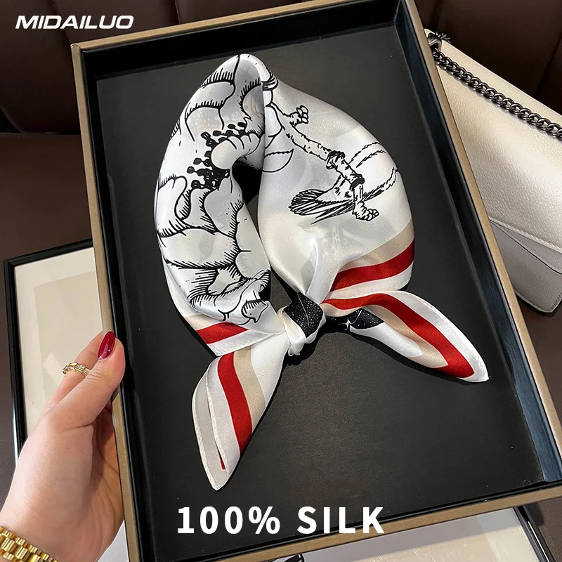 

100% Mulberry Silk Square Scarf 20.87x20.87 Inch Breathable Decorative Headscarf Elegant Accessory Non-Stretch for Outdoor Use