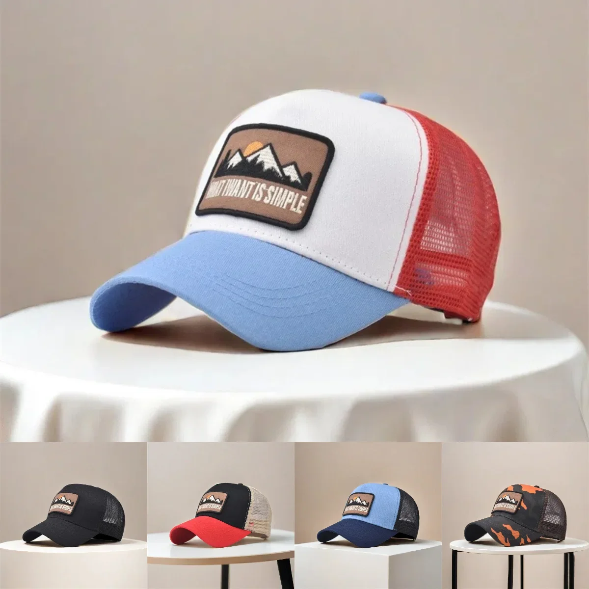 

Letter Embroidery Baseball Hat Outdoor Mesh Breathable Sun Protection and Shading Duckbill Hat Trendy Versaatile Nuetral Sun Hat