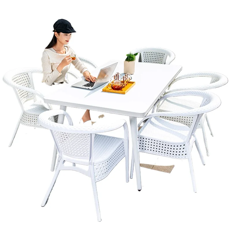 Rattan Chair Courtyard Outdoor Tables Garden Luxury Minimalist Modern Outdoor Tables Armchair Backyard Tuinmeubelsets Furniture