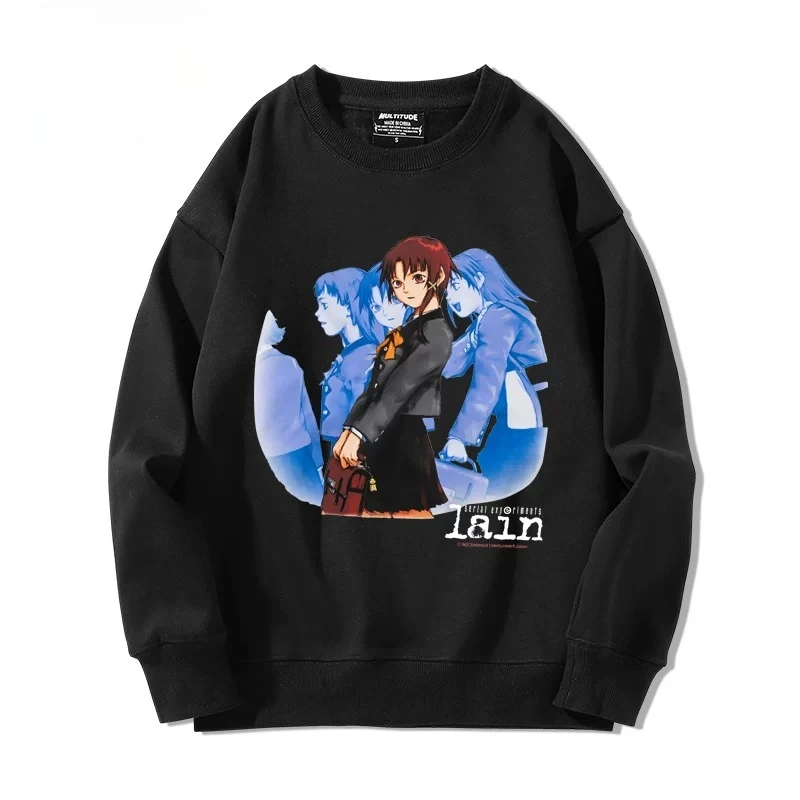 Anime Serial Experiments Lain Oversized Hoodie Women Men O-neck Long Sleeve Crewneck Sweatshirt Casual Loose Pullover Tops