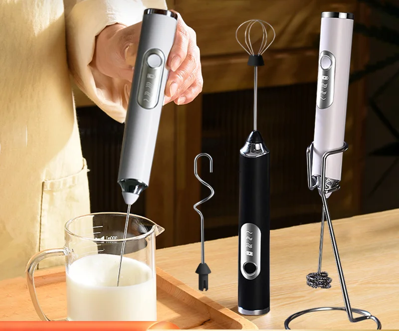 Ahvied Ei Klopper Verwisselbare Roerkoppen Handheld Elektrische Melk Schuimer Koffiemixer Kloppers Usb/Batterij Aangedreven Mini Blender