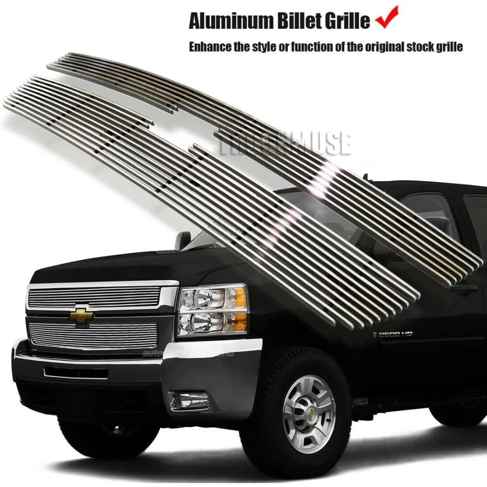 2005-2006 실버라도 1500 2500HD 3500 07 클래식 그릴 콤보 알루미늄 크롬 빌렛 호환 메인 상부 그릴