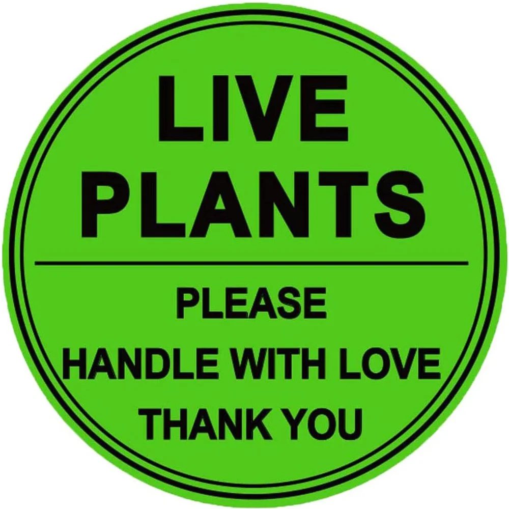 2 Inch Live Plants/Handle with Love Stickers - Green Fragile Handling Shipping Warehouse Pallet Stickers 250 Adhesive Labels