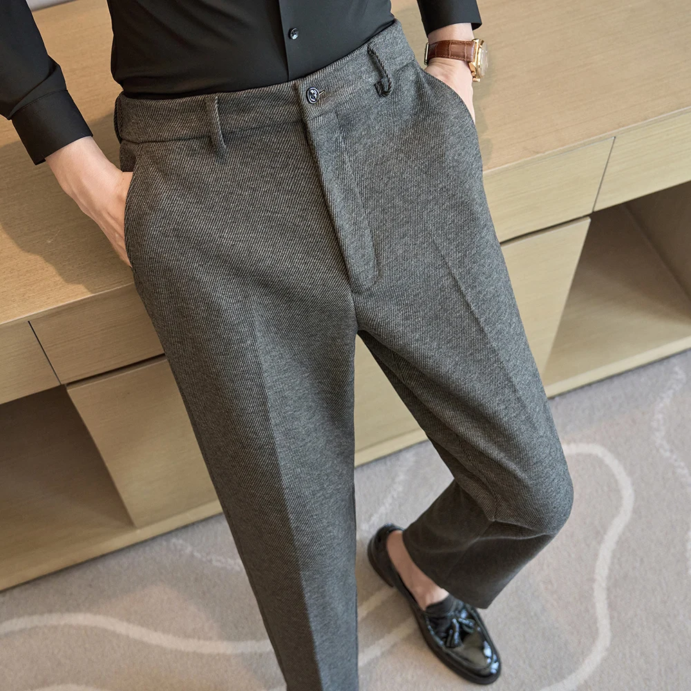 

Мужские повседневные утолщенные классические брюки из смесовой шерсти с эластичным поясом