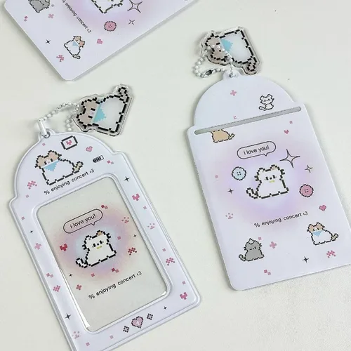 Imagen 2 del producto Nuevo soporte para tarjetas de fotos de dibujos animados, fundas protectoras decorativas para álbum de fotos de ídolo de 3 pulgadas, colgante de papelería japonesa Kawaii