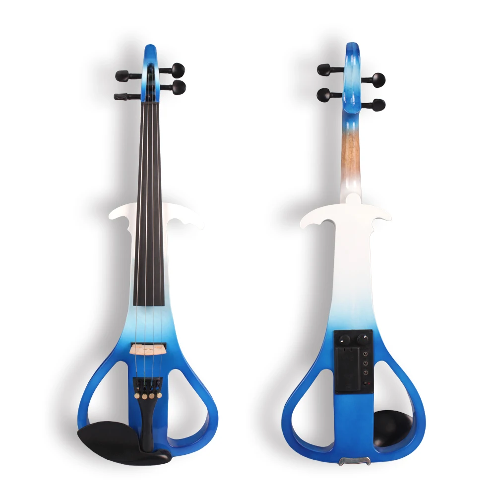 New Electric Violin 4/4 full size 4 string Ebony Fittings Light Metallic Surface Silent Design Complete Kit