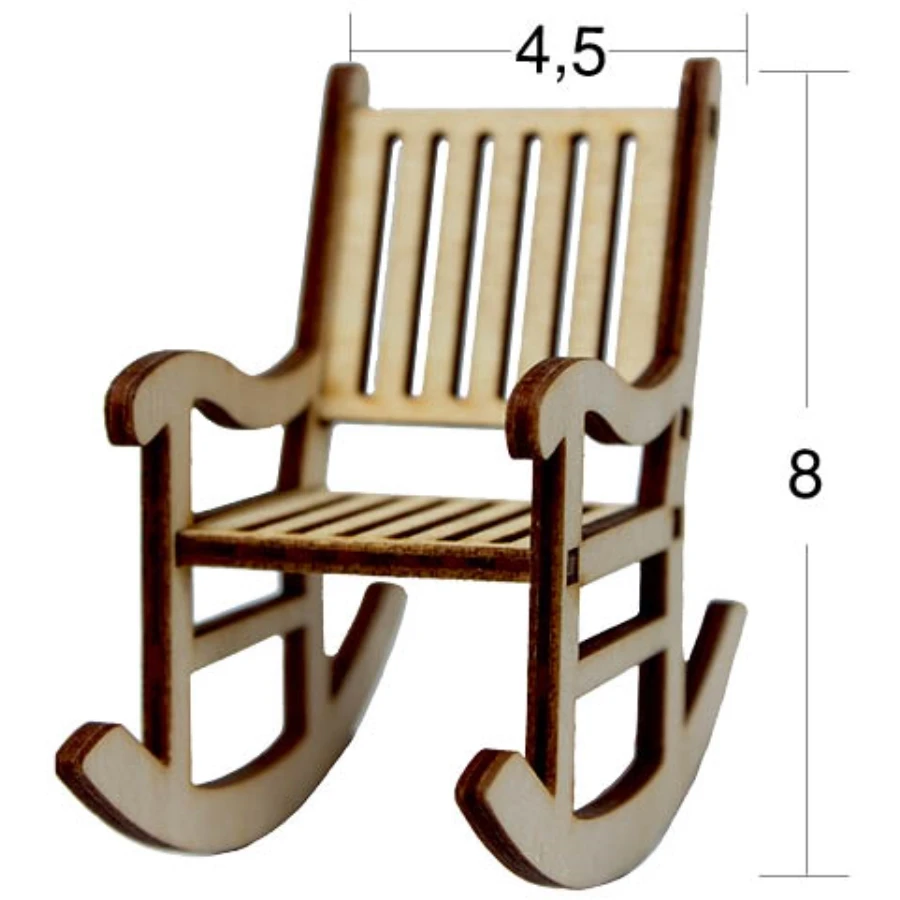 MN03 Miniature Rocking Chair, Raw Wood Miniature